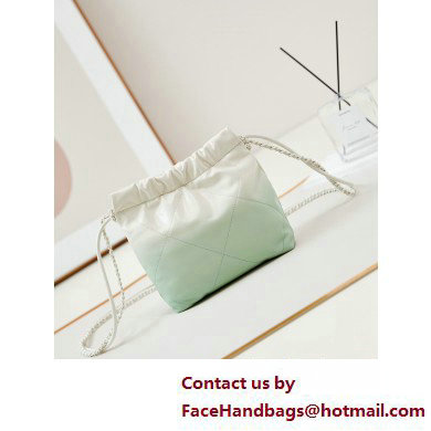 Chanel Patent Gradient Calfskin  &  Lacquered Metal CHANEL 22 Mini Handbag AS3980 White/Light Green 2025